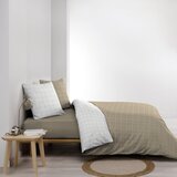 Douceur d intérieur Bela/bež bombažna posteljnina za zakonsko posteljo 200x200 cm Cadria – | Shoptok.si