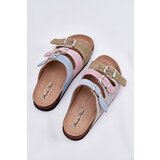 Panto Fino Women's Suede Slippers With Buckles Blue | Shoptok.si