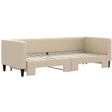  Izvlečna dnevna postelja temno krem 80x200 cm blago | Shoptok.si