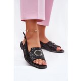 S. BARSKI Leather Sandals With Decoration On Flat Heel S.Barski | Shoptok.si