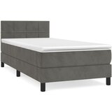 vidaXL Box spring postelja z vzmetnico temno siva 90x200 cm žamet, (20724789) Cene