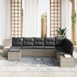 vidaXL 8-delni vrtni kavč set z blazinami Svetlo sivi poli ratan, (22090732) | Shoptok.si