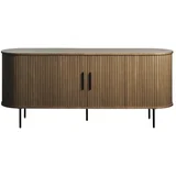 Smeđa komoda u dekoru hrasta s kliznim vratima 180x76x45 cm Nola –