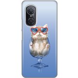  silikonska maska za Huawei Nova 9 SE/Honor 50 SE Fuy Cat Print plava Cene