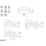Makamii Črna raztegljiva/s prostorom za shranjevanje kotna sedežna garnitura (v obliki črke "U") Moku – | Shoptok.si