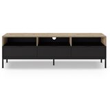 Marckeric Črna/v naravni barvi TV omarica v hrastovem dekorju 180x55 cm Marion – Cene