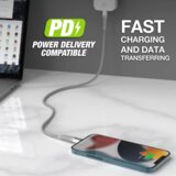 Scosche StrikeLine™ USB-C® na pravokutni Lightning® kabel, 1.2m, bijeli | shoptok.hr