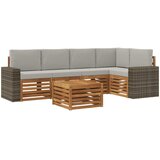 Sekcijska garnitura s jastukom 6 pcs Prirodna i svjetlosiva | shoptok.hr