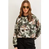 Olalook Women's Batik Leopard Basic Soft Texture Casual Sweatshirt