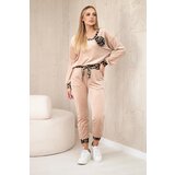 Kesi Włoski Velour set with a decorative brooch dark beige | Shoptok.si