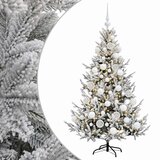  Umjetno božićno drvce s kuglicom 150 cm 150 LED lampica - Zelena i bijela 150 cm s LED žaruljama i bijelim kuglicama | shoptok.hr