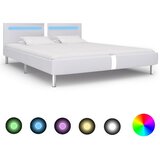 vidaXL Posteljni okvir LED belo umetno usnje 180x200 cm Cene