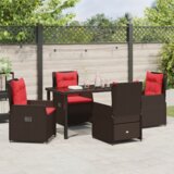  Vrtni blagovaonski set 5 komada smeđa poli ratan | shoptok.hr