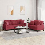 vidaXL 2-dijelni set sofa s jastucima boja vina od umjetne kože | shoptok.hr