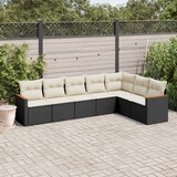 Maison Chic Seti vrtnega pohištva - Vrtna garnitura - Vrtni pohištvo set 7-delna z blazinami črn poli ratan, (21802343) | Shoptok.si