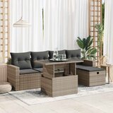 Maison Chic Seti vrtnega pohištva - Vrtna garnitura - Vrtni pohištvo set 6-delna z blazinami siv poli ratan, (21803941) | Shoptok.si