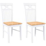 Maison Chic Jedilni stoli - Vzorci stoli 2 kosa bele masivne lesene gume A193, (22032170) | Shoptok.si