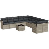  11-dijelni set vrtnih sofa poliratan s jastucima svijetlosivi | shoptok.hr