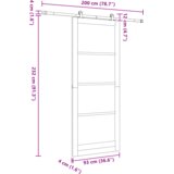 vidaXL Drsna vrata s setom pribora 'ORKDAL'Trden les in steklo, Notranja vrata s steklom 'ORKDAL'93x232x4 cm Trden borov les | Shoptok.si
