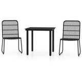  3-dijelni vrtni blagovaonski set crni Crna Dužina stola 80 cm | Shoptok.si
