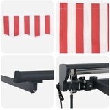  Električni zložljiv senčnik Rdeča in bela 3,5 x 2,5 m, (5000205749) | Shoptok.si