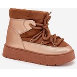 Boto Low Women’s Snow Boots Lined With Fur And Thick Laces Camel Xarina | Shoptok.si
