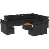  The Living Store Vrtna sedežna garnitura 13-delna z blazinami črn poli ratan - Vrtna Sedežna Garniture, (21443241) | Shoptok.si