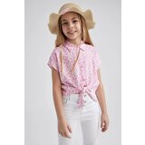 Defacto Girl Crop Patterned Short Sleeve Shirt Cene