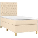 Krevet box spring s madracem LED krem 100x200 cm od tkanine | shoptok.hr