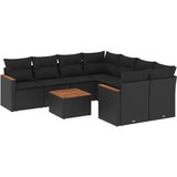  The Living Store Vrtna sedežna garnitura 9-delna z blazinami črn poli ratan - Vrtna Sedežna Garniture, (21452517) | Shoptok.si