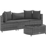  4-dijelni set vrtnih sofa od poliratana s jastucima sivi | shoptok.hr
