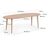 Kave Home Proširiv blagovaonski stol u dekoru hrasta u prirodnoj boji 90x140 cm Oqui – | shoptok.hr