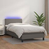 Maison Chic Box spring postelja - Vzmetna postelja z vzmetnico LED siva 80x200 cm umetno usnje SL15559, (21905180) | Shoptok.si