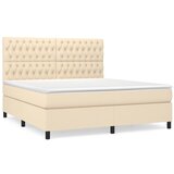 vidaXL Box spring postelja z vzmetnico krem 180x200 cm blago, (20896122) | Shoptok.si