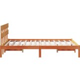  Okvir kreveta s uzglavljem voskasti smeđi 135x190 cm od masivne borovine | shoptok.hr
