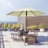 Outsunny Vrtni dežnik iz poliestra in kovine s 6 letvami in 45° nagibno streho, Ø262x243cm, bež in črna barva, (20710915) | Shoptok.si
