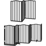  Vrata za pse s vratašcima 15 panela sklopiva 750 cm drvo topole Crna 50 x 90 x 2 cm | shoptok.hr