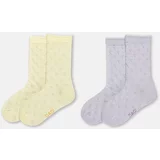 Dagi Lilac-Yellow Girl's 2-Piece Heart Patterned Socks