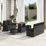 vidaXL 8-delna vrtna sedežna garnitura z blazinami črna poli ratan, 2-sedežna vrtna sofa z shrambo in blazinami črna poli ratan, 3-delni vrtni jedilni set z blazinami črna poli ratan | Shoptok.si