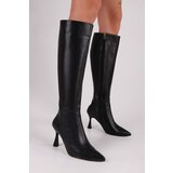 Shoeberry Women's Asez Black Skin Heeled Boots Black Skin | shoptok.hr