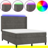  Box spring s madracem LED tamnosivi 140x190 cm baršun | shoptok.hr