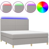The Living Store Box spring postelja z vzmetnico LED sv. siva 180x200 cm blago - Box Spring Postelja, (21503918) | Shoptok.si