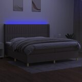  Krevet box spring s madracem LED smeđesivi 200x200 cm tkanina | shoptok.hr
