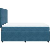 vidaXL Box spring postelja z vzmetnico temno modra 140x200 cm žamet | Shoptok.si