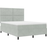 vidaXL Box Spring Krevet s Madracem i LED Svjetlom Svjetlosiva 140x190 cm Baršun | shoptok.hr