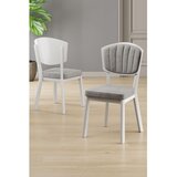 Hanah home set trpezarijskih stolica Nape 4 kom, siva tkanina Babyface, bele metalne noge | Eponuda.com