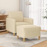  Fotelja s tabureom krem 60 cm od tkanine Krema | Shoptok.si
