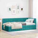 Kutni okvir kreveta s uzglavljem Tirkizna 90 cm x 200 cm Baršun | shoptok.hr