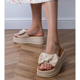 Gemre Beige platform slides with a bow Ados | Shoptok.si