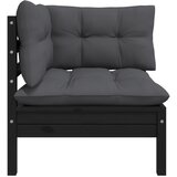 Maison Chic Vrtni kotni kavč - Zunanji kavč s blazinami črna trdna borovina, (22041005) | Shoptok.si